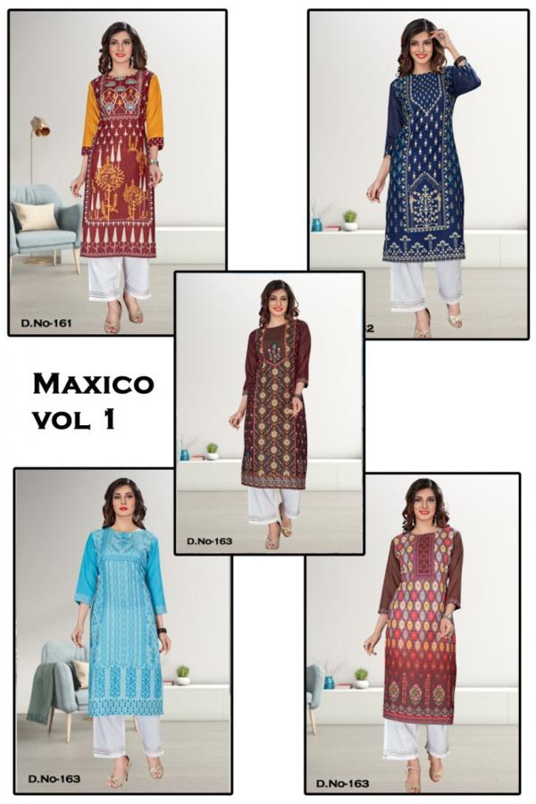 Mexico 1-Cotton-Kurti-With-Rayon-Plazzo